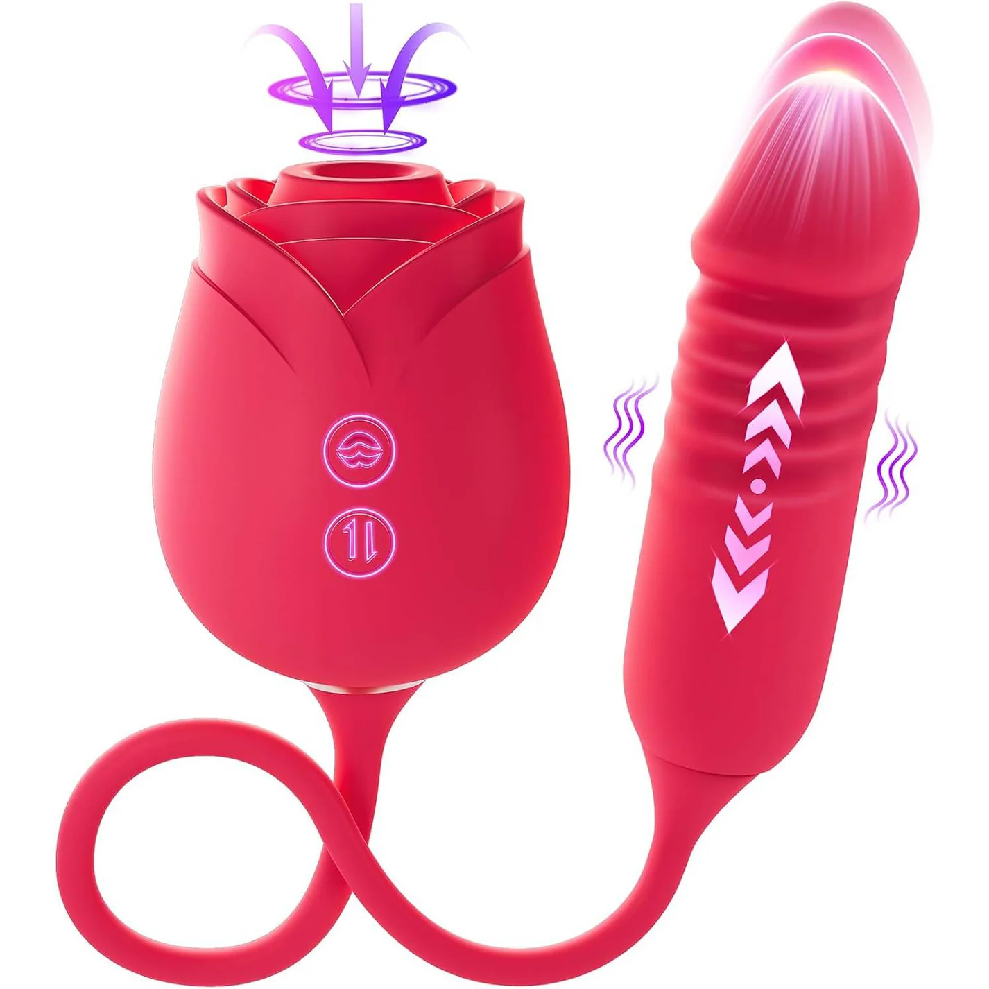 Vibrator Dildo Sex Toys for Women - Uprgraded Rose Sex Toy with Thrusting G Spot Vibrators & 10 Sucking Modes for Clitoral Nipple Stimulation Anal Dildos Adult Sex Toys Games for Couples Sex Machine